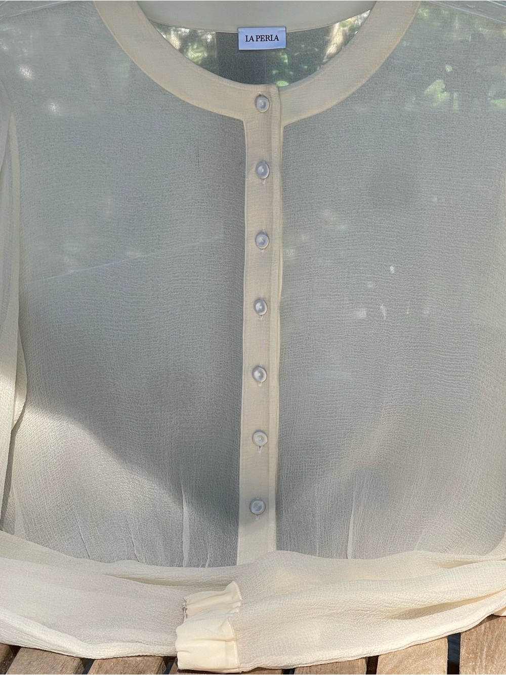 La Perla Sheer Ivory Button-Front Blouse